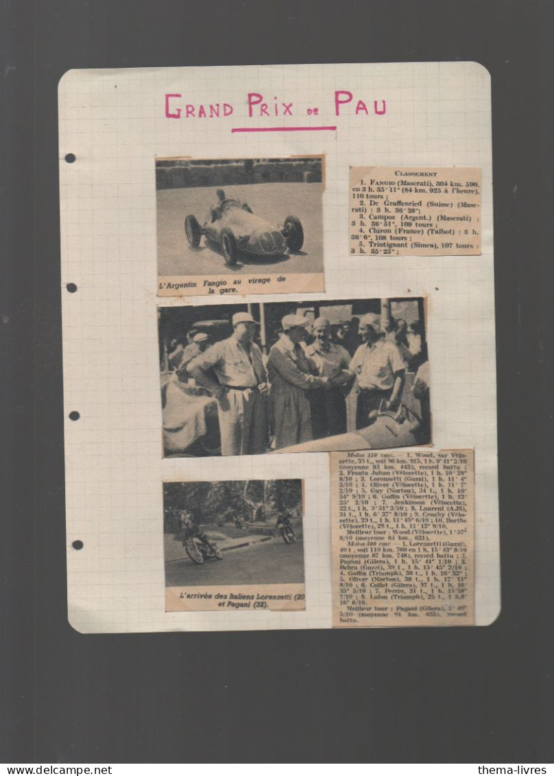 Cahier D'écolier Manuscrit Avec Coupures De Presse RESULTATS COURSES AUTOMONILES 1949 (M6377) - Automobile - F1