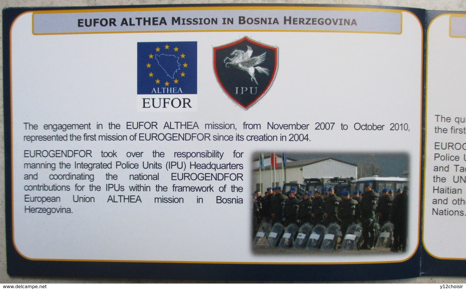 CARNET FASCICULE GENDARMERIE EUROPE EUROGENDFOR LEX PACIFERAT - Policia