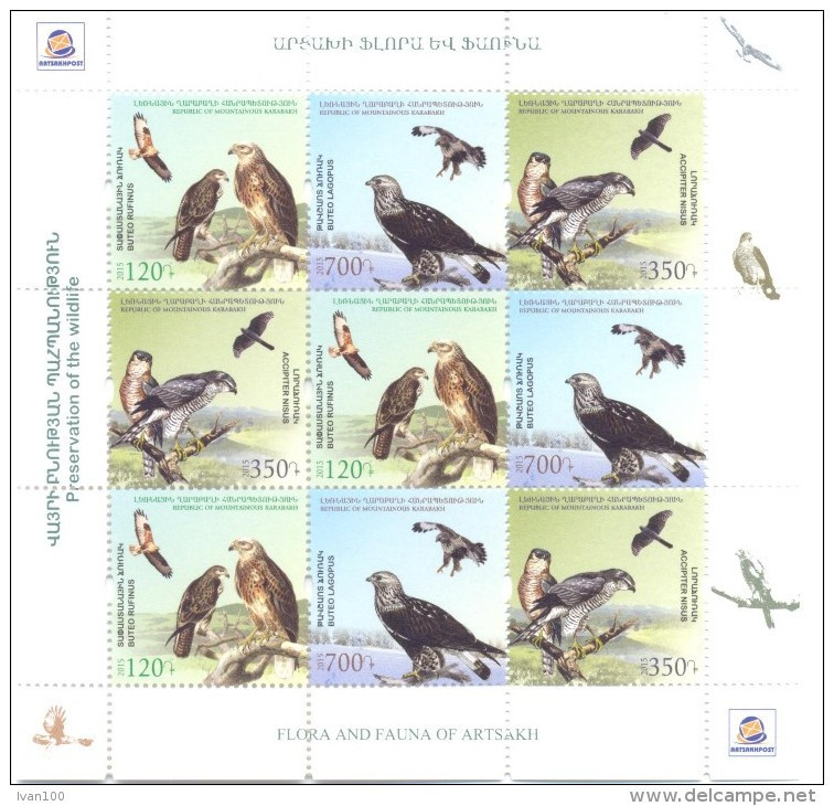 2015. Mountainous Karabakh, Preservation Of The Wildlife, Birds, Sheetlet, Mint** - Armenia