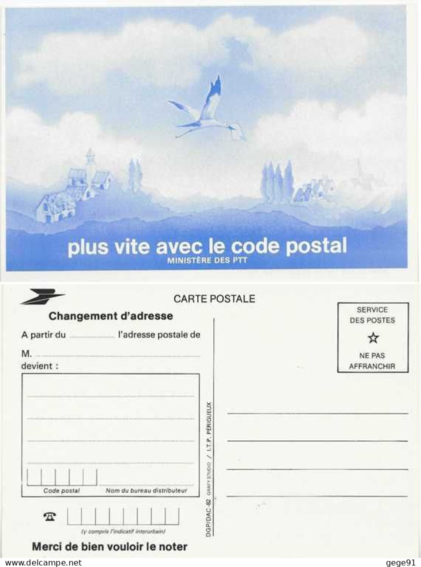 Entier Postal De Service - Première Carte Nationale De Changement D'adresse - Cigogne - Pseudo-entiers Officiels