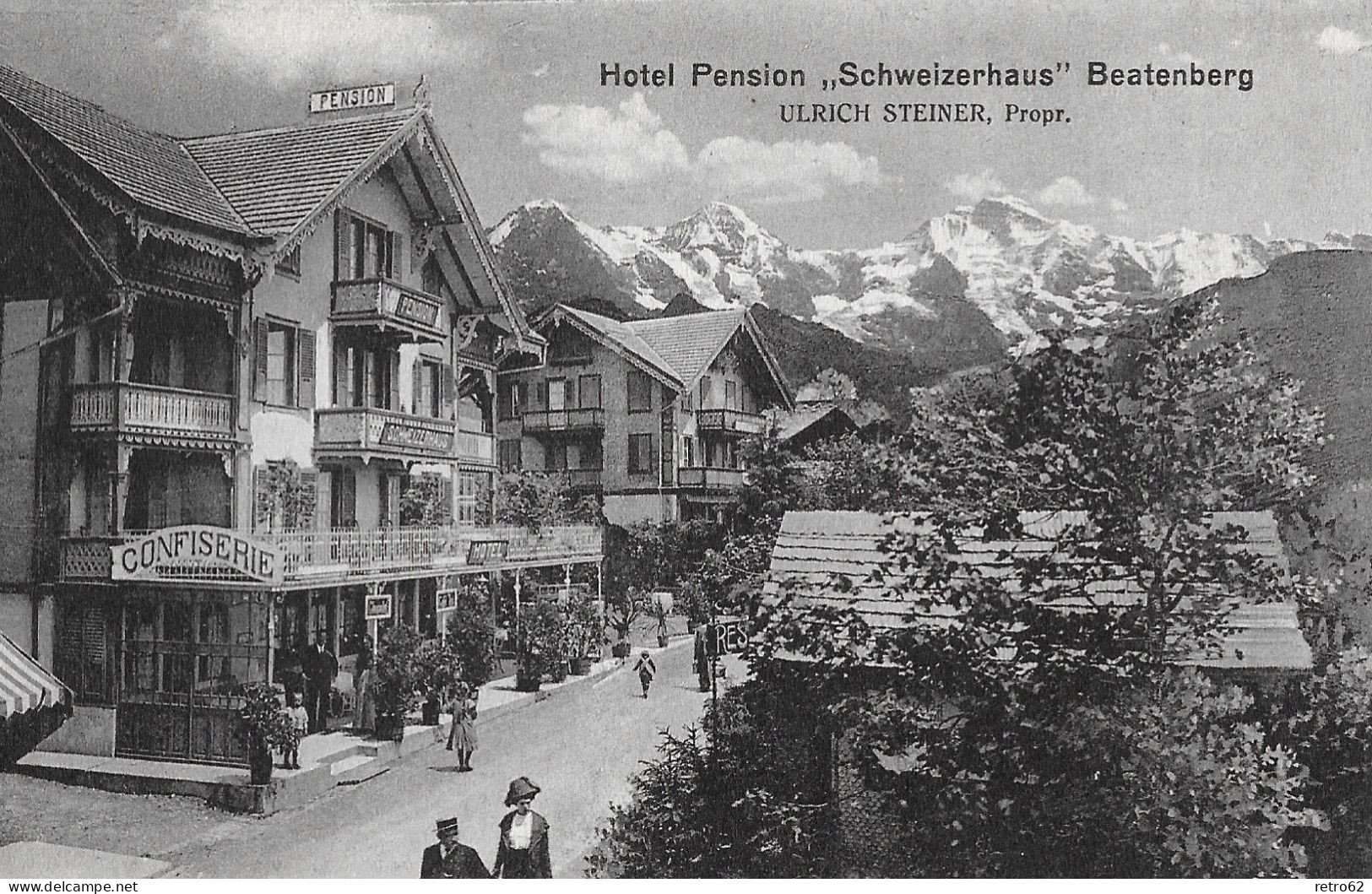 BEATENBERG ► Belebte Dorfstrasse Mit Hotel Pension Schweizerhaus Und Confiserie Anno 1912    ►RAR◄ - Beatenberg