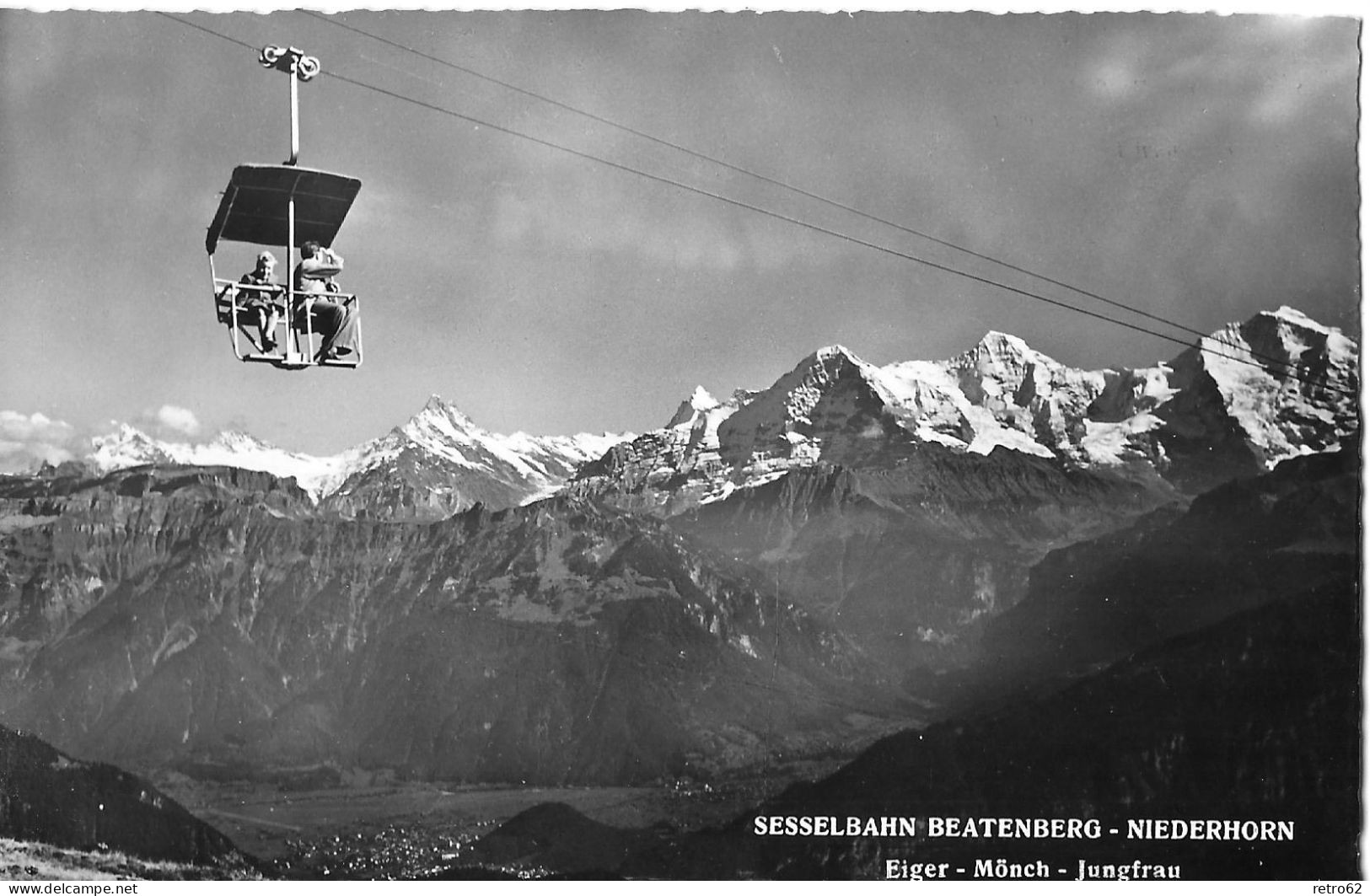 BEATENBERG ► Sesselbahn Beatenberg-Niederhorn Mit Eiger-Mönch-Jungfrau, Fotokarte Ca.1955 - Beatenberg