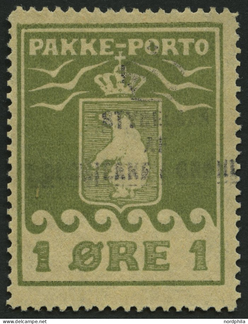 GRÖNLAND - PAKKE-PORTO 4A O, 1919, 1 Ø Grünoliv, (Facit P 4II), Pracht - Colis Postaux