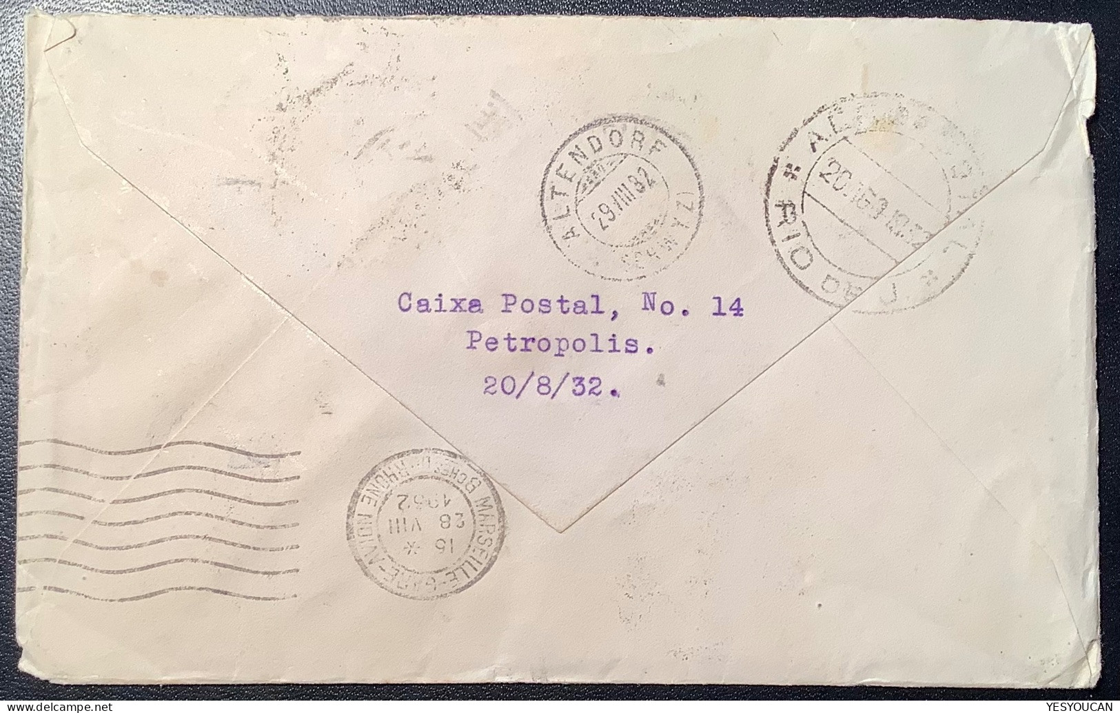 AÉROPOSTALE 1932 Air Mail Cover Petropolis>Altendorf (SZ Schweiz Luftpost Serviço Aereo Brazil Brief France P.A  Lettre - Luftpost