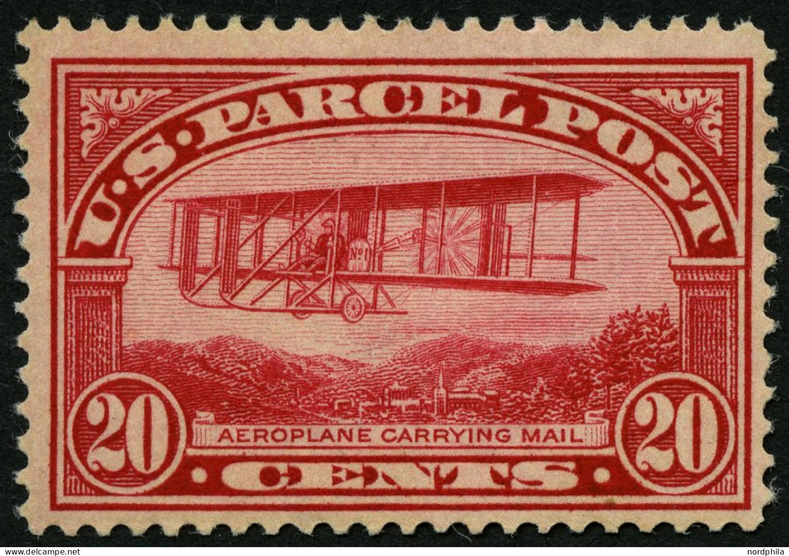 PAKETMARKEN Pa 8 *, Scott Q 8, 1912, 20 C. Doppeldecker, Winziger Falzrest, Pracht, $ 120.- - Parcel Post & Special Handling