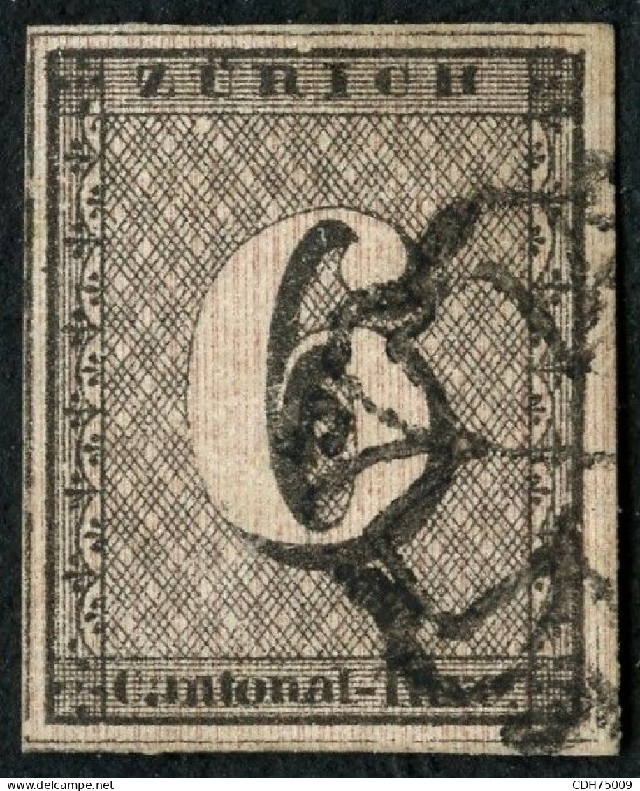 SUISSE - Z 2 S ZURICH 6 RAPPEN LIGNES VERTICALES - OBLITERE - CERTIFICAT MIRO - 1843-1852 Federale & Kantonnale Postzegels