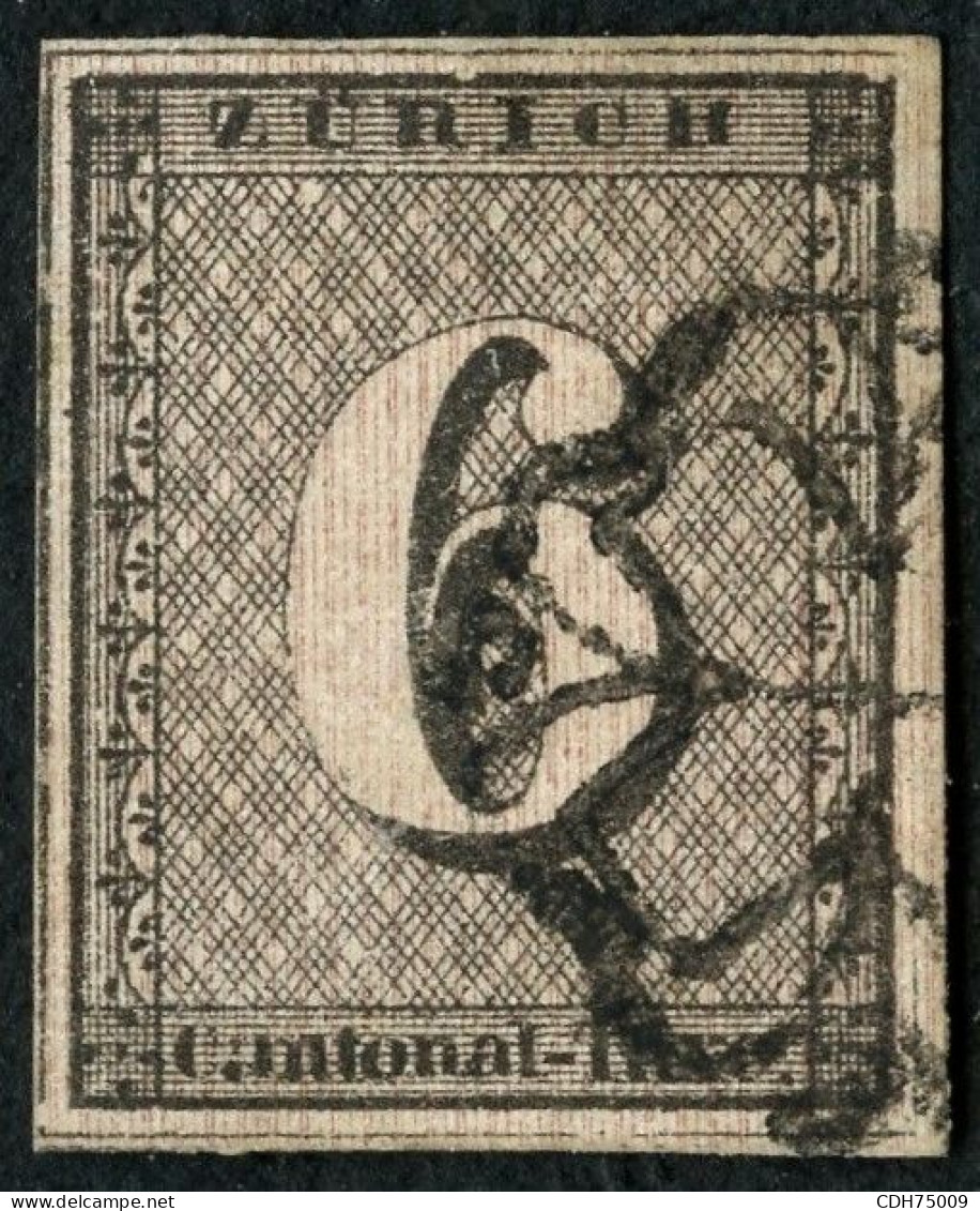 SUISSE - Z 2 S ZURICH 6 RAPPEN LIGNES VERTICALES - OBLITERE - CERTIFICAT MIRO - 1843-1852 Federal & Cantonal Stamps