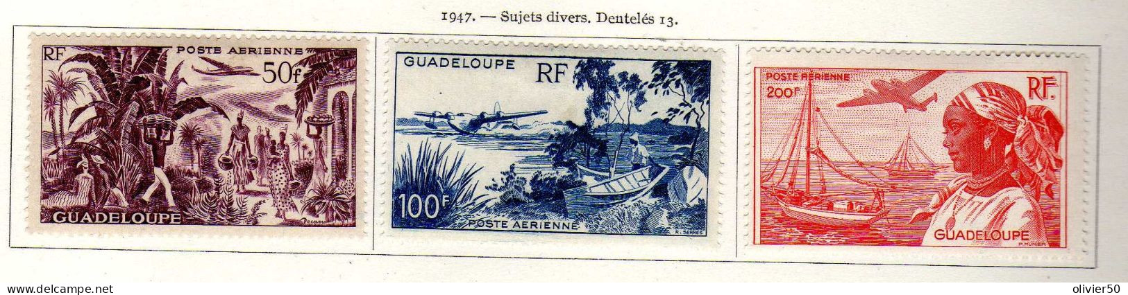 Guadeloupe - (1947) -  P A Plantations - Hydravion - Neufs* - MLH - Poste Aérienne