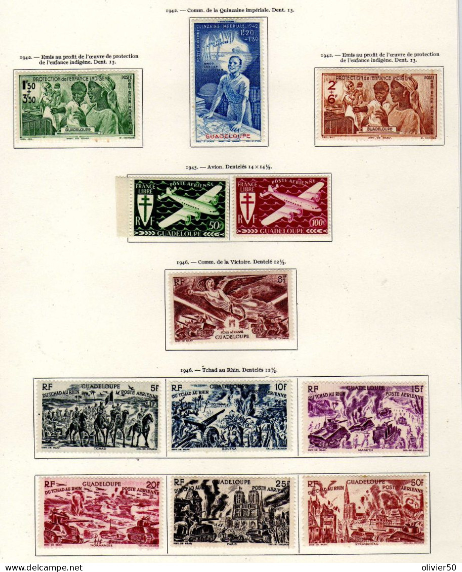 Guadeloupe - (1942-46) -  PA - Oeuvre - Victoire - Du Tchad Au Rhin -  Neufs* - MLH - Airmail