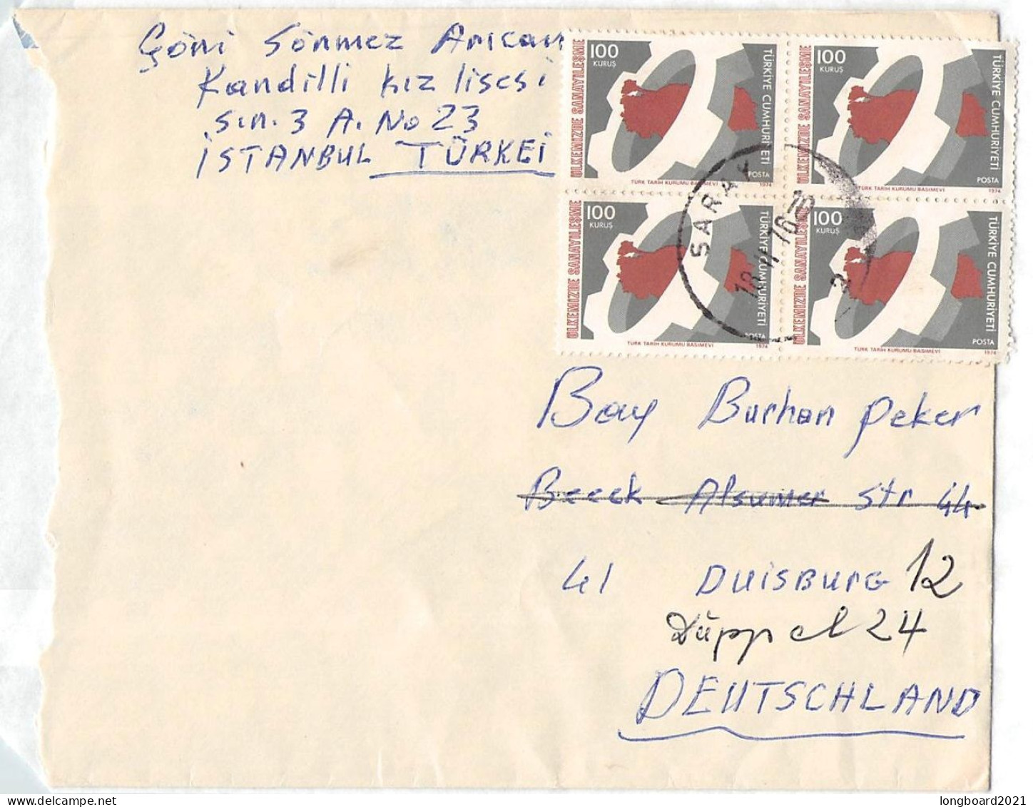 TURKEY - MAIL 19'6 ISTANBUL - DUISBURG/DE / 5021 - Cartas & Documentos