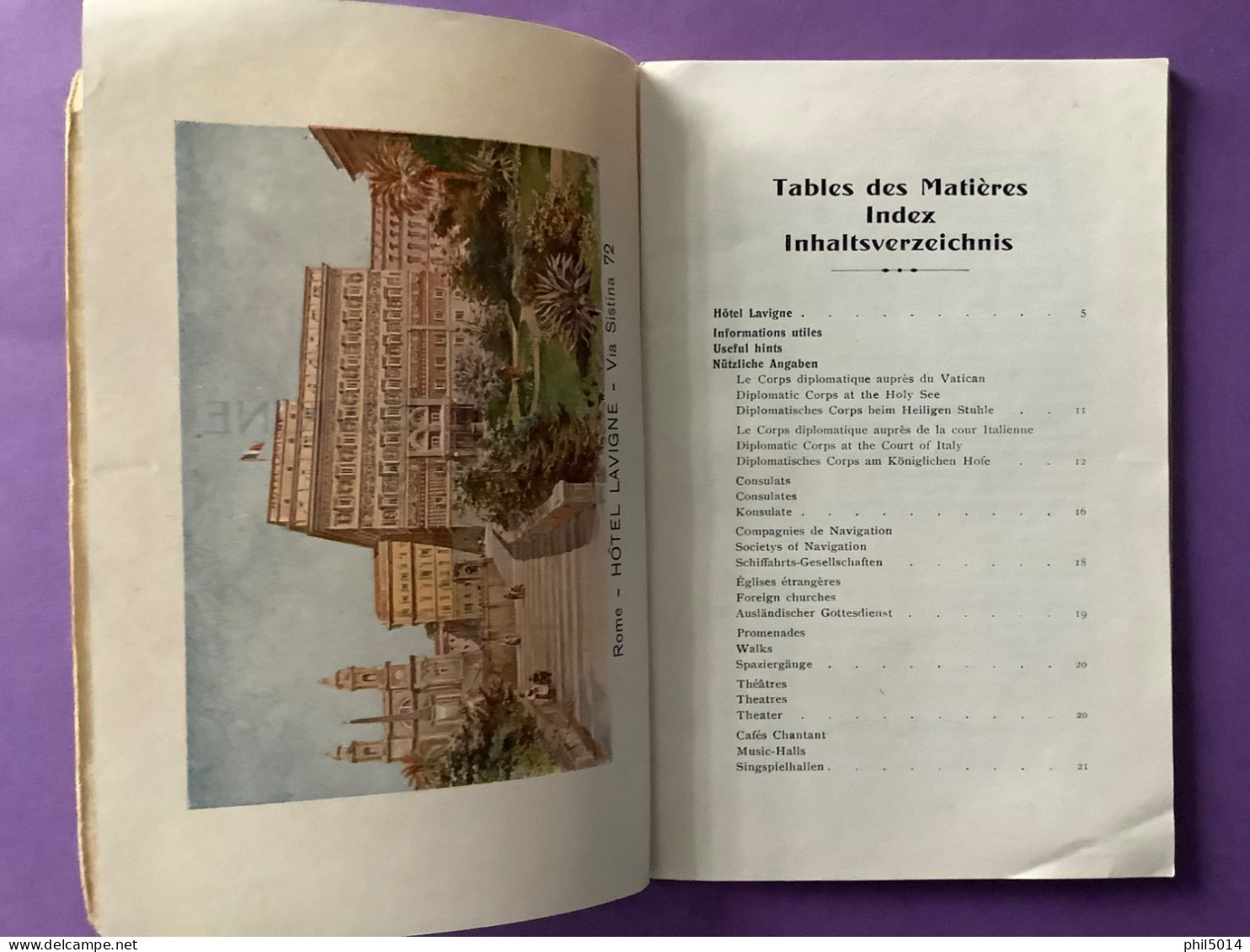 ITALIE     LIVRET Publicitaire 40 Pages    ROME    Hotel LAVIGNE    Illustrations, Plan   Rare?  Bon état - Wirtschaften, Hotels & Restaurants