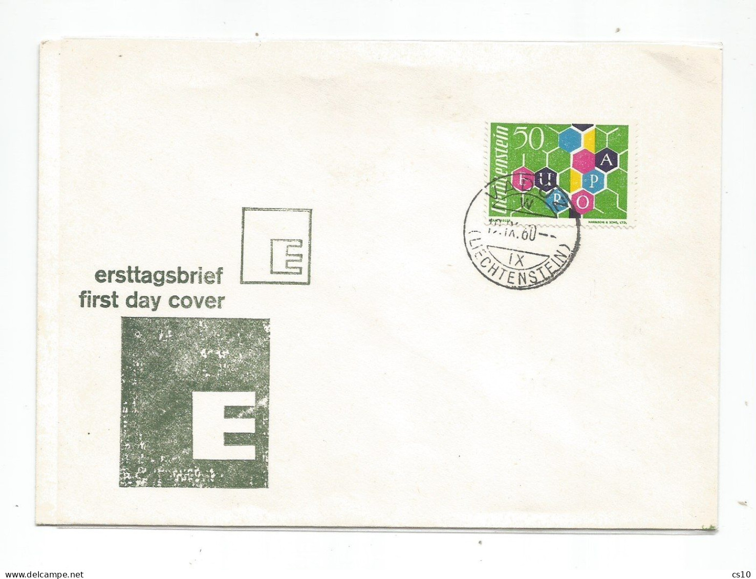 SPACEFILLER FAKE Cept 1960 Liechtenstein Issue False Stamp On False Cover With False PMK - Lettres & Documents