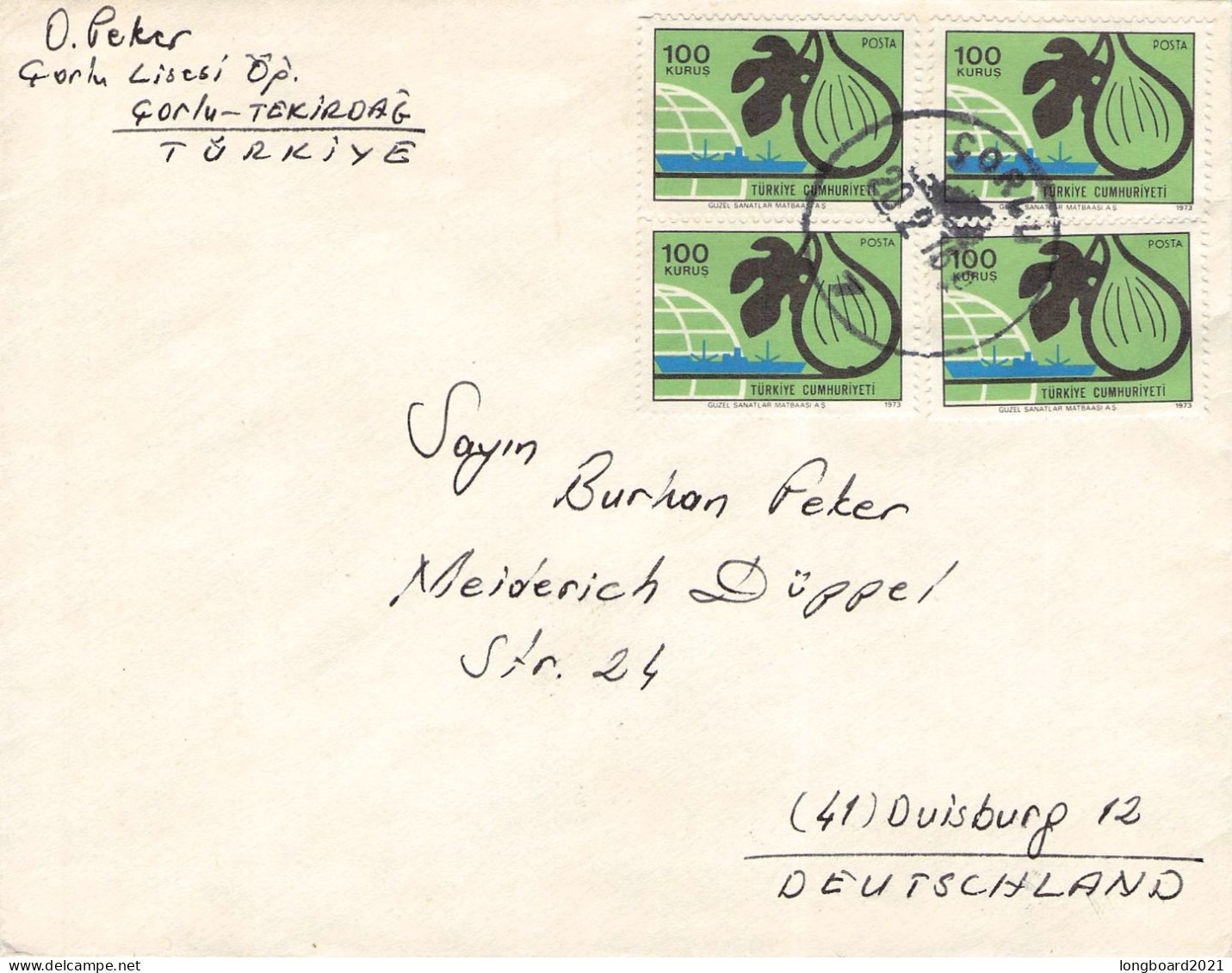 TURKEY - MAIL 19'6 ISTANBUL - DUISBURG/DE / 5022 - Lettres & Documents