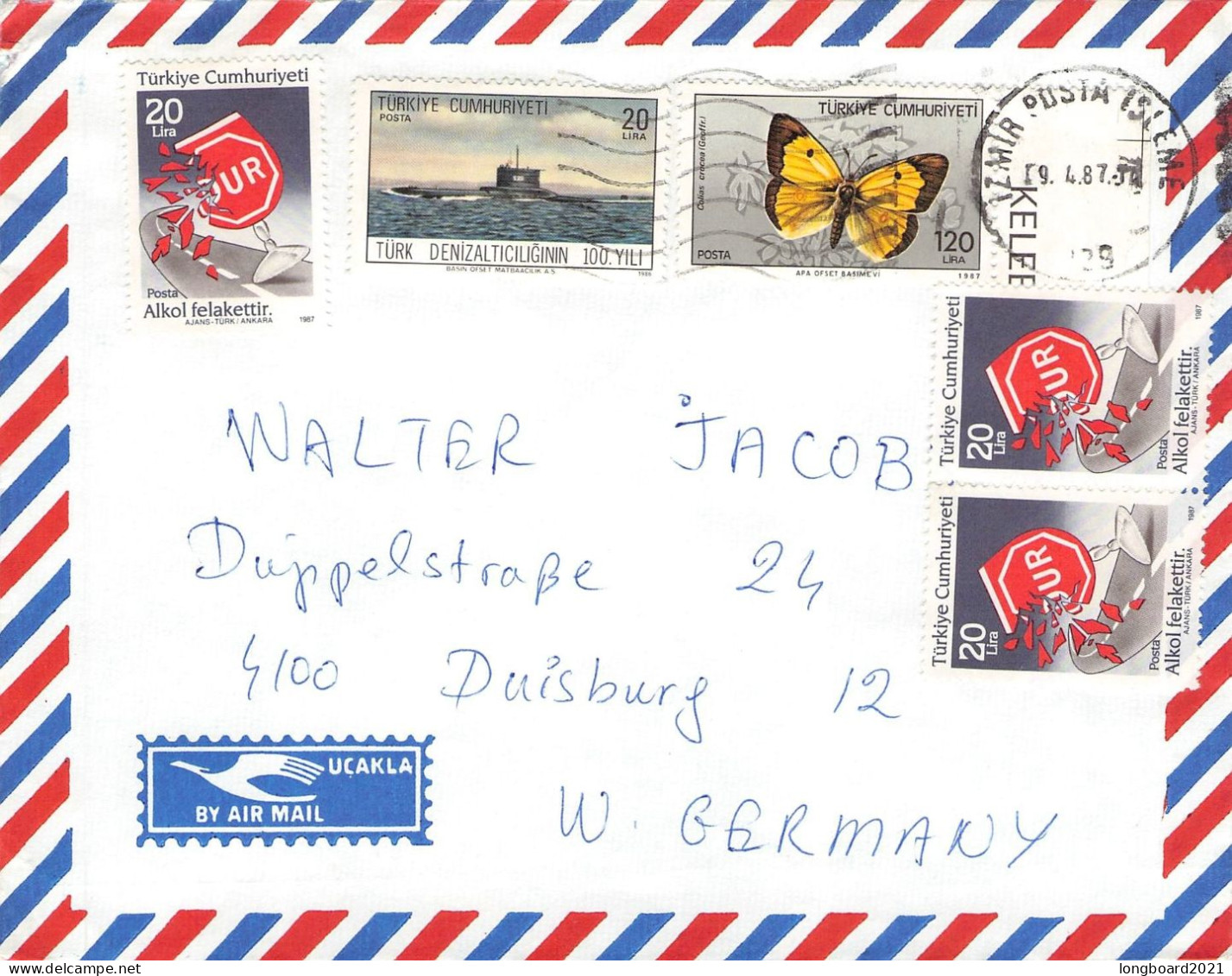 TURKEY - AIRMAIL 1987 IZMIR - DUISBURG/DE / 5024 - Storia Postale