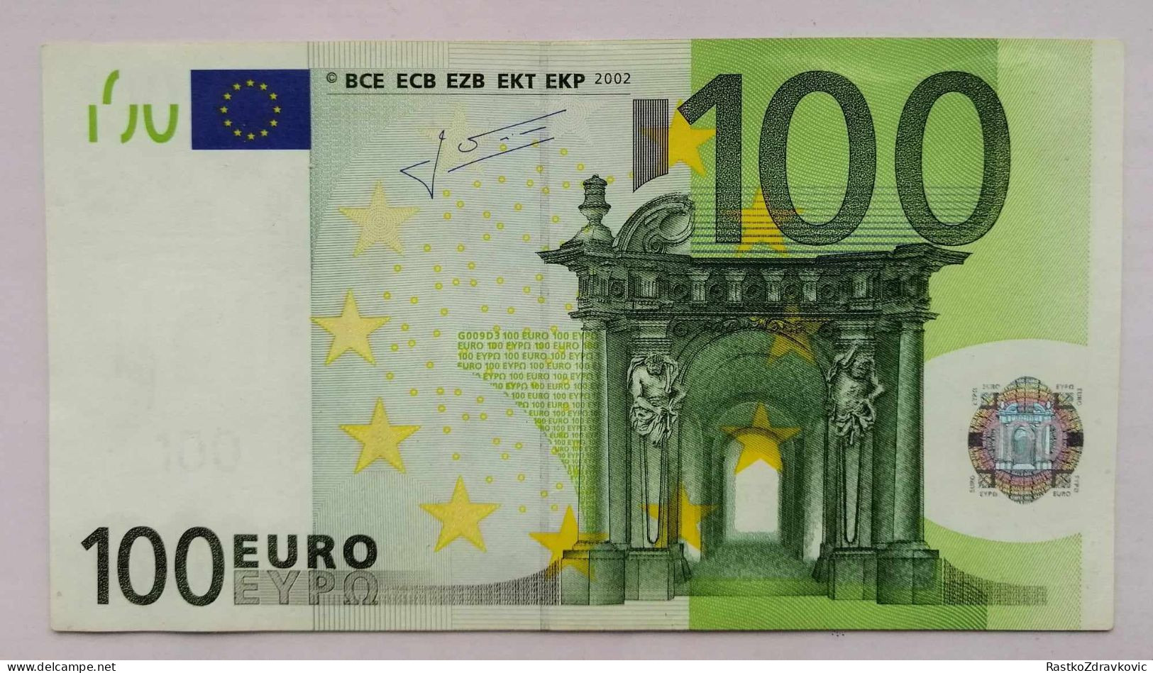 100 EUR BANKNOTE+2002 P PREFIX NEDERLAND JCT+GUVERNER JEAN CLAUDE TRICHET+AU,XF? - 100 Euro