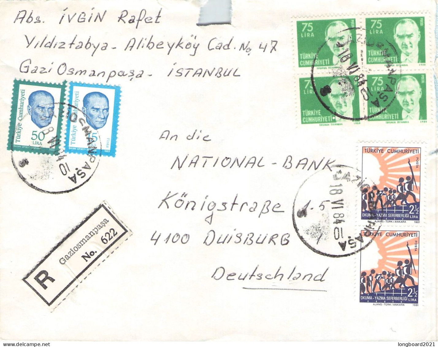 TURKEY - AIRMAIL 1984 - DUISBURG/DE / 5026 - Briefe U. Dokumente