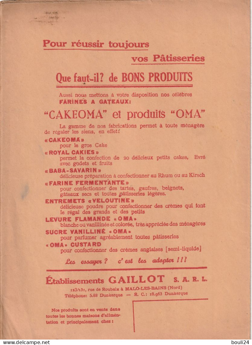 PROTEGE CAHIER ANCIEN CAKEOMA  ETS GAILLOT MALO LES BAINS - Protège-cahiers