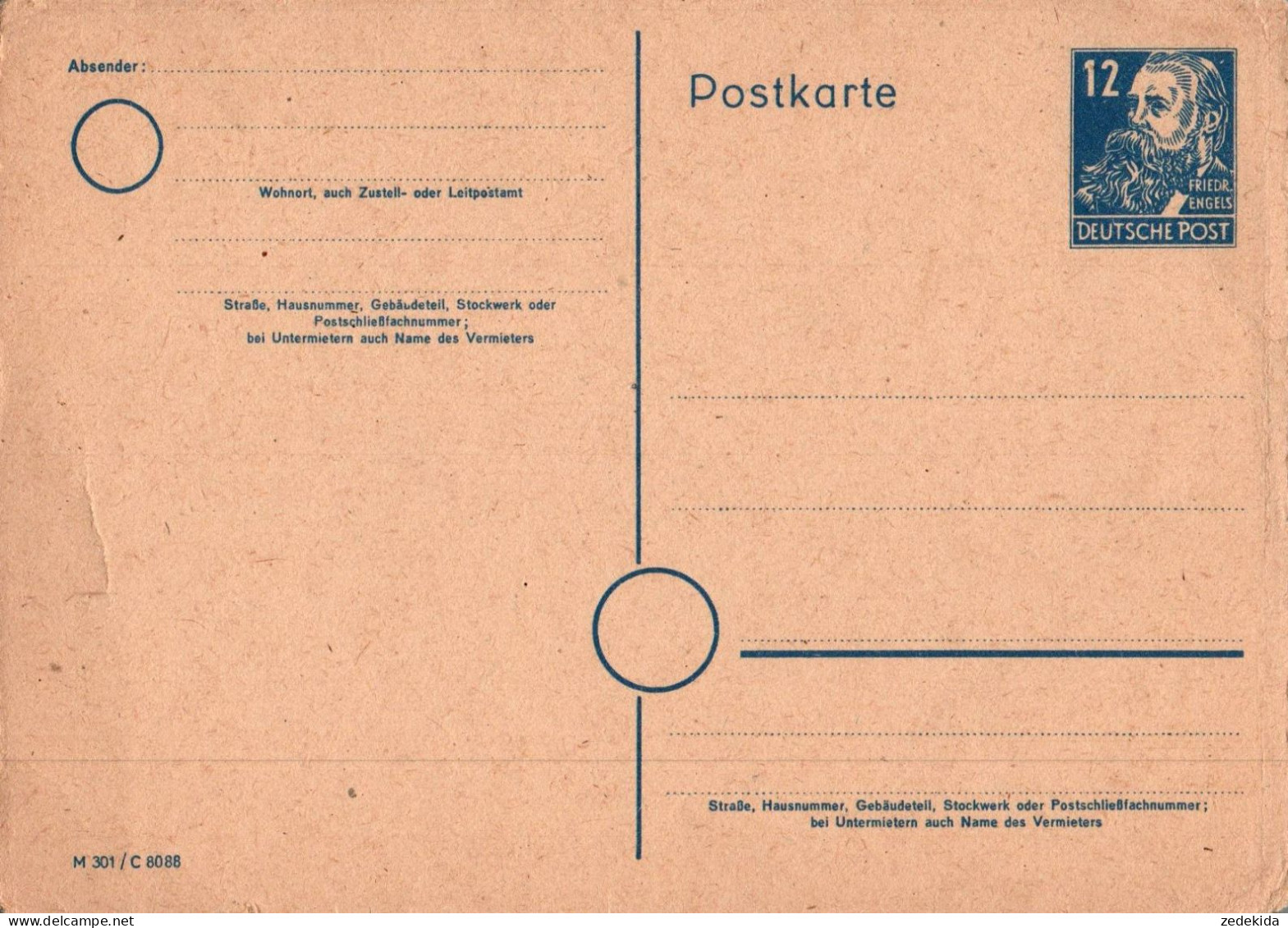 H0024 - Ganzsache Friedrich Engels - Postkarten - Ungebraucht