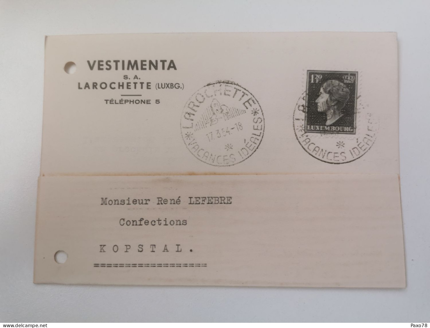 Entier Postaux, Vestimenta Larochette 1954 - Ganzsachen