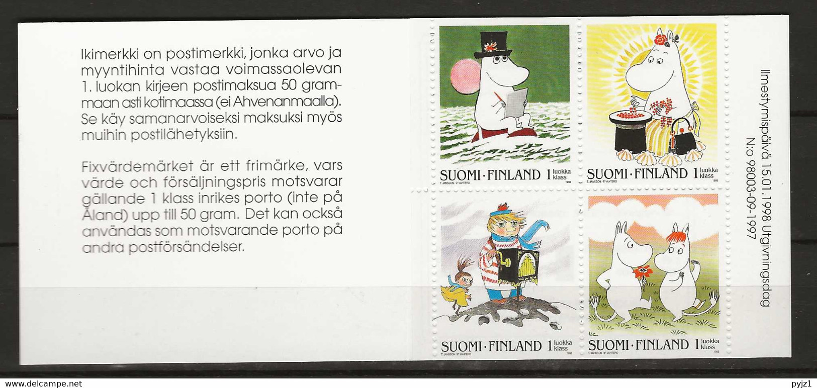 1998 MNH  Booklet, Finland Mi MH50  Postfris** - Postzegelboekjes
