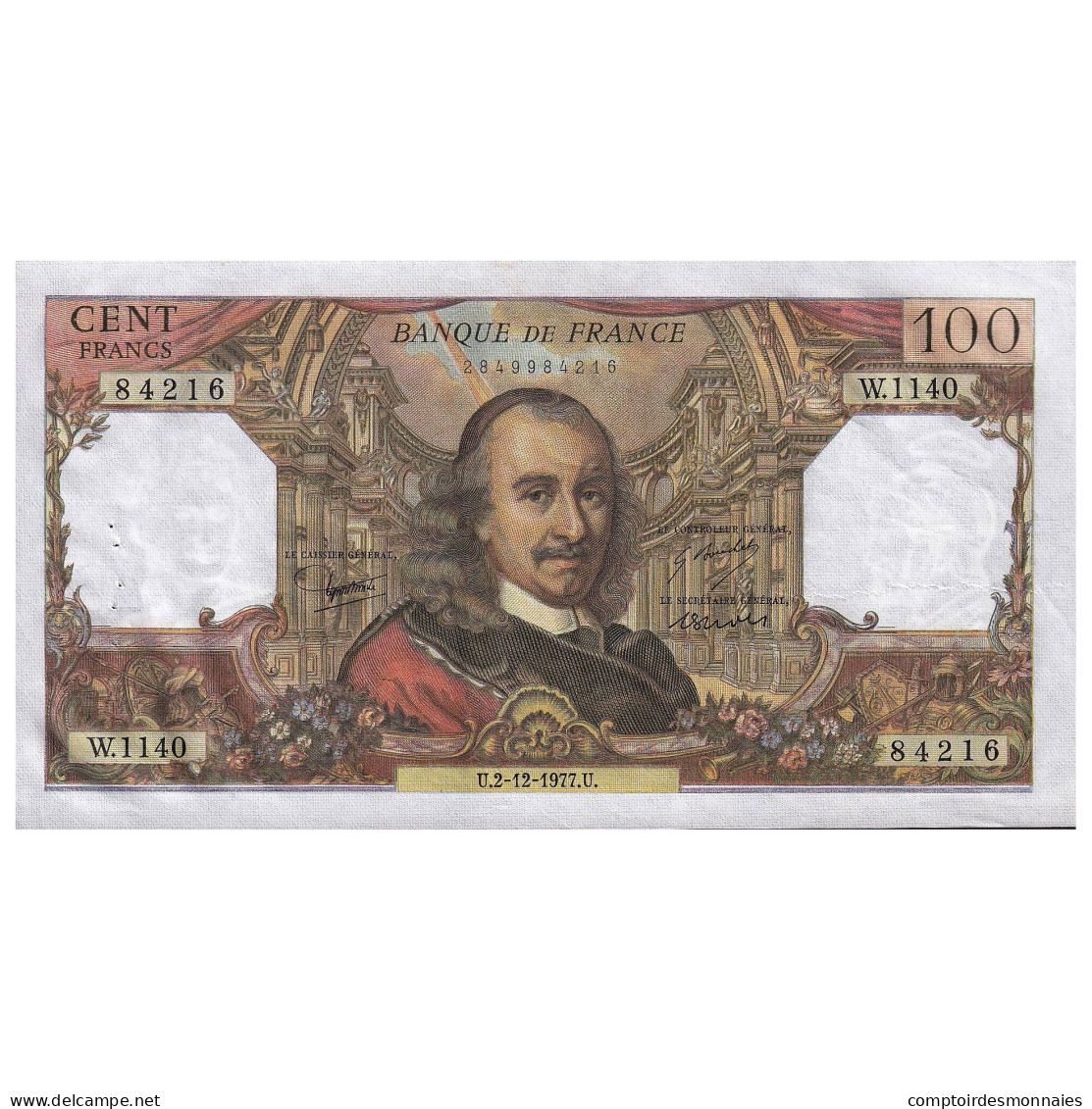 France, 100 Francs, Corneille, 1977, W.1140, TTB, Fayette:65.60, KM:149f - 100 F 1964-1979 ''Corneille''