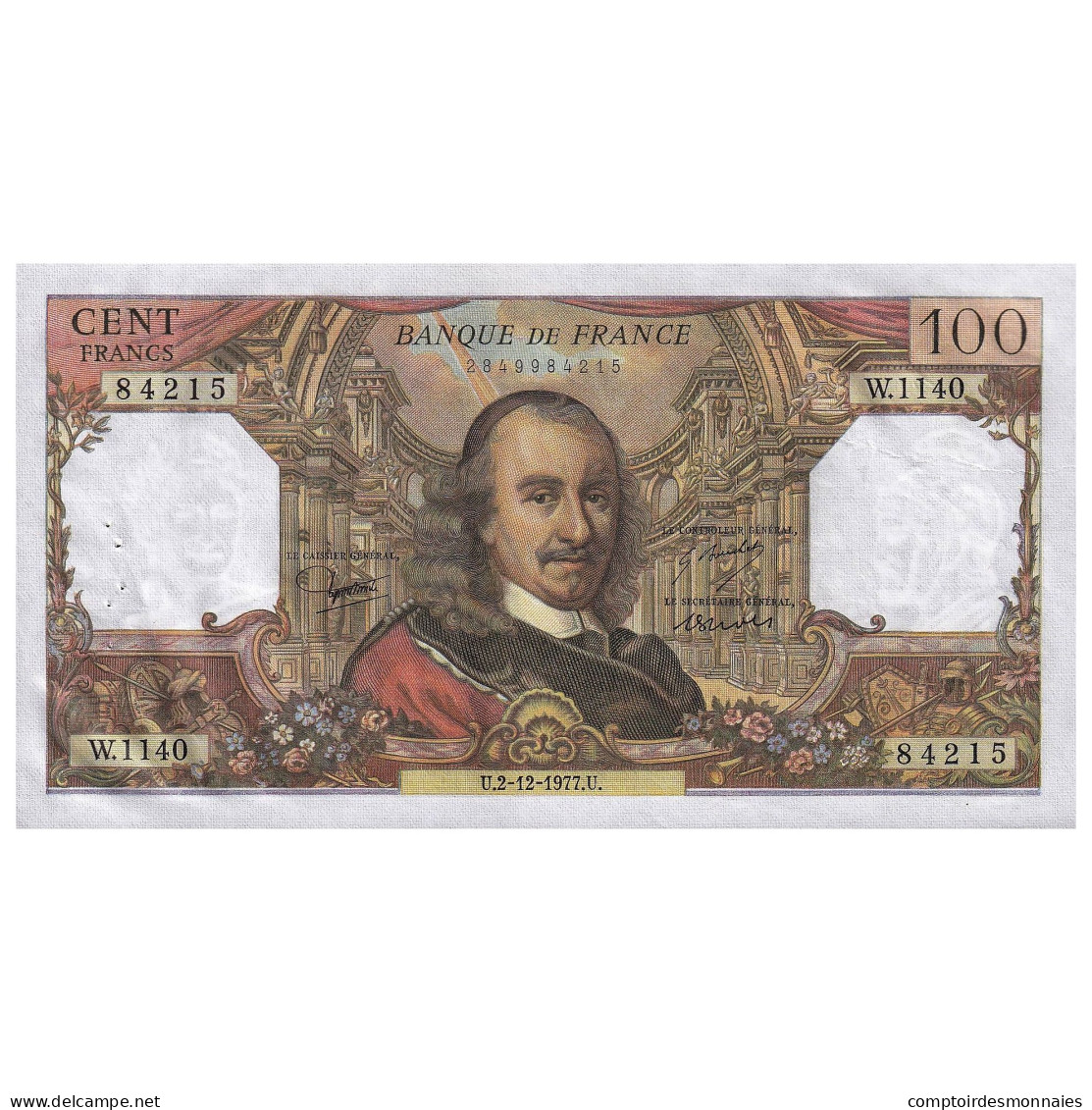 France, 100 Francs, Corneille, 1977, W.1140, SUP, Fayette:65.60, KM:149f - 100 F 1964-1979 ''Corneille''