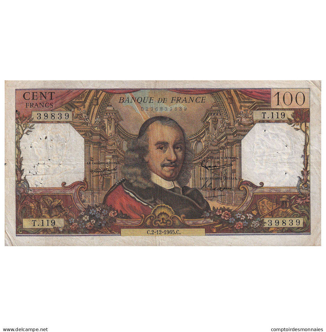 France, 100 Francs, Corneille, 1965, T.119, TB, Fayette:65.10, KM:149a - 100 F 1964-1979 ''Corneille''