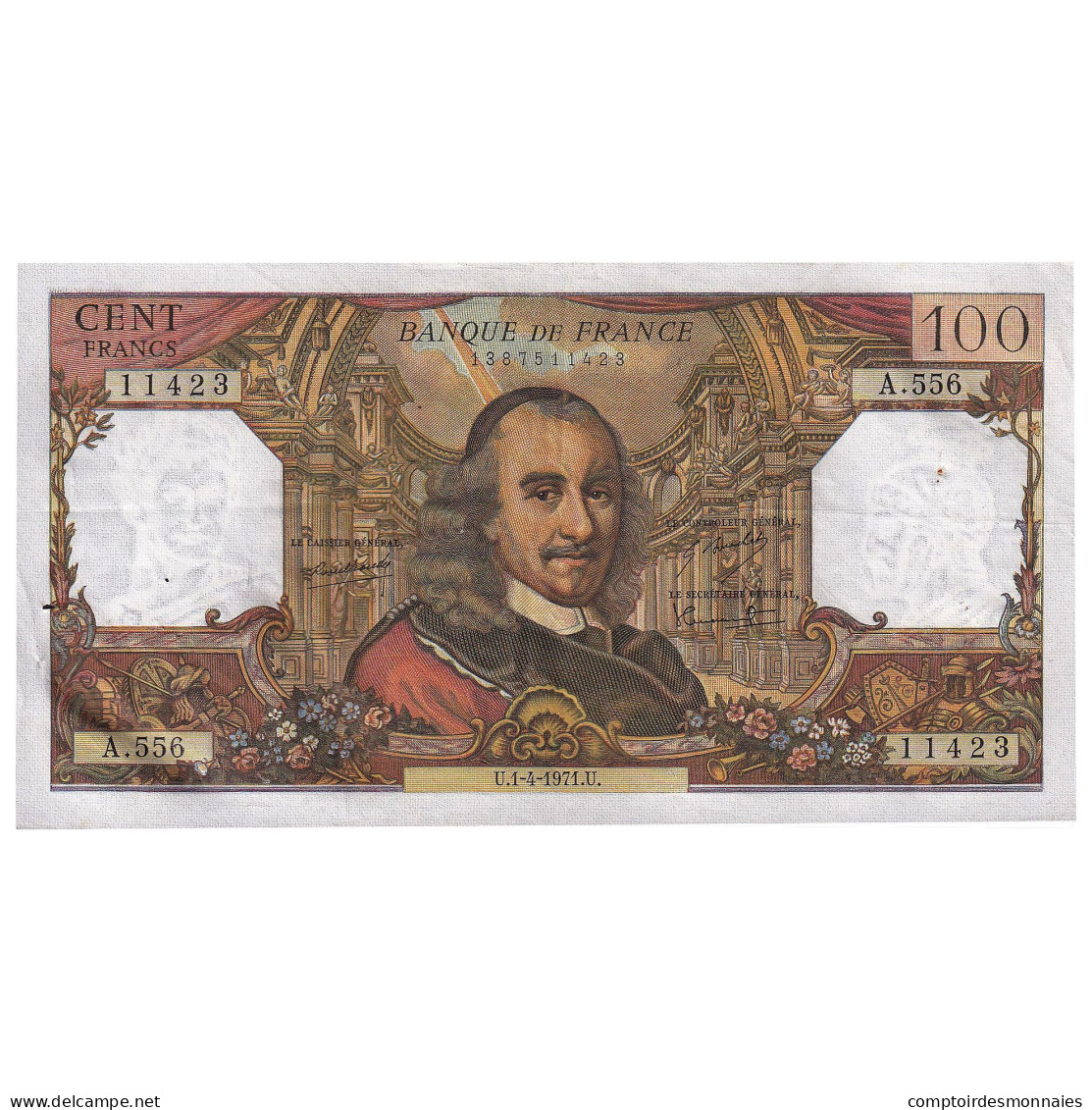 France, 100 Francs, Corneille, 1971, A.556, TTB+, Fayette:65.35, KM:149c - 100 F 1964-1979 ''Corneille''