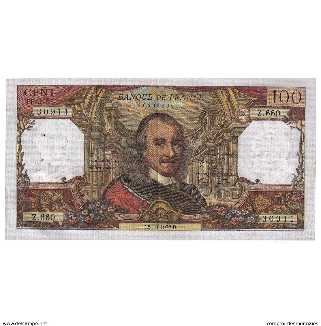 France, 100 Francs, Corneille, 1972, Z.660, TTB, Fayette:65.40, KM:149d - 100 F 1964-1979 ''Corneille''