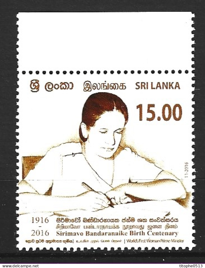 SRI LANKA. N°2023 De 2016. Personnalité. - Sri Lanka (Ceylan) (1948-...)