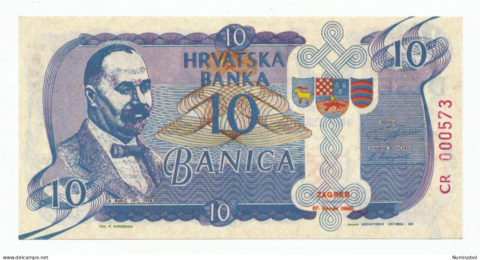 CROATIA, HRVATSKA - 10 Banica Proposal Propaganda Banknote 1991, UNC. (C022) - Croatie