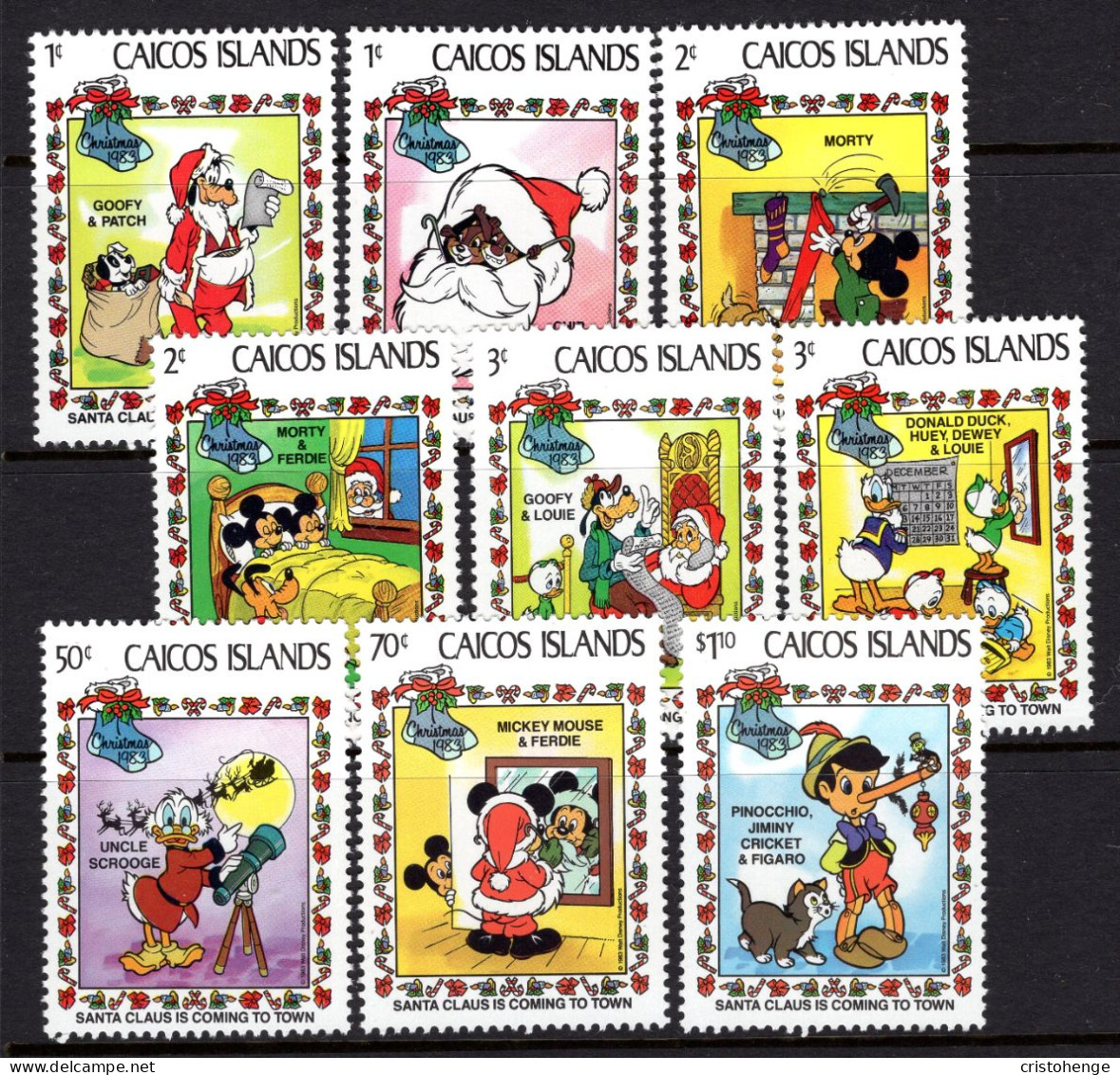 Caicos Islands 1983 Christmas - Walt Disney Characters Set MNH (SG 30-38) - Turks & Caicos