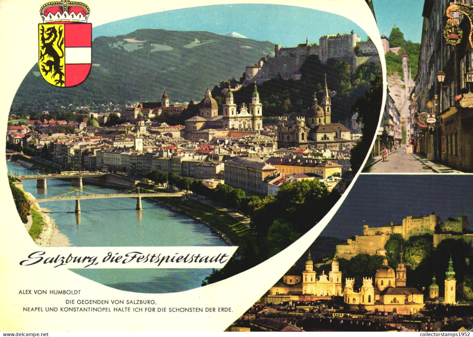 SALZBURG, MULTIPLE VIEWS, BRIDGE, EMBLEM, CASTLE, ARCHITECTURE, AUSTRIA, POSTCARD - Salzburg Stadt