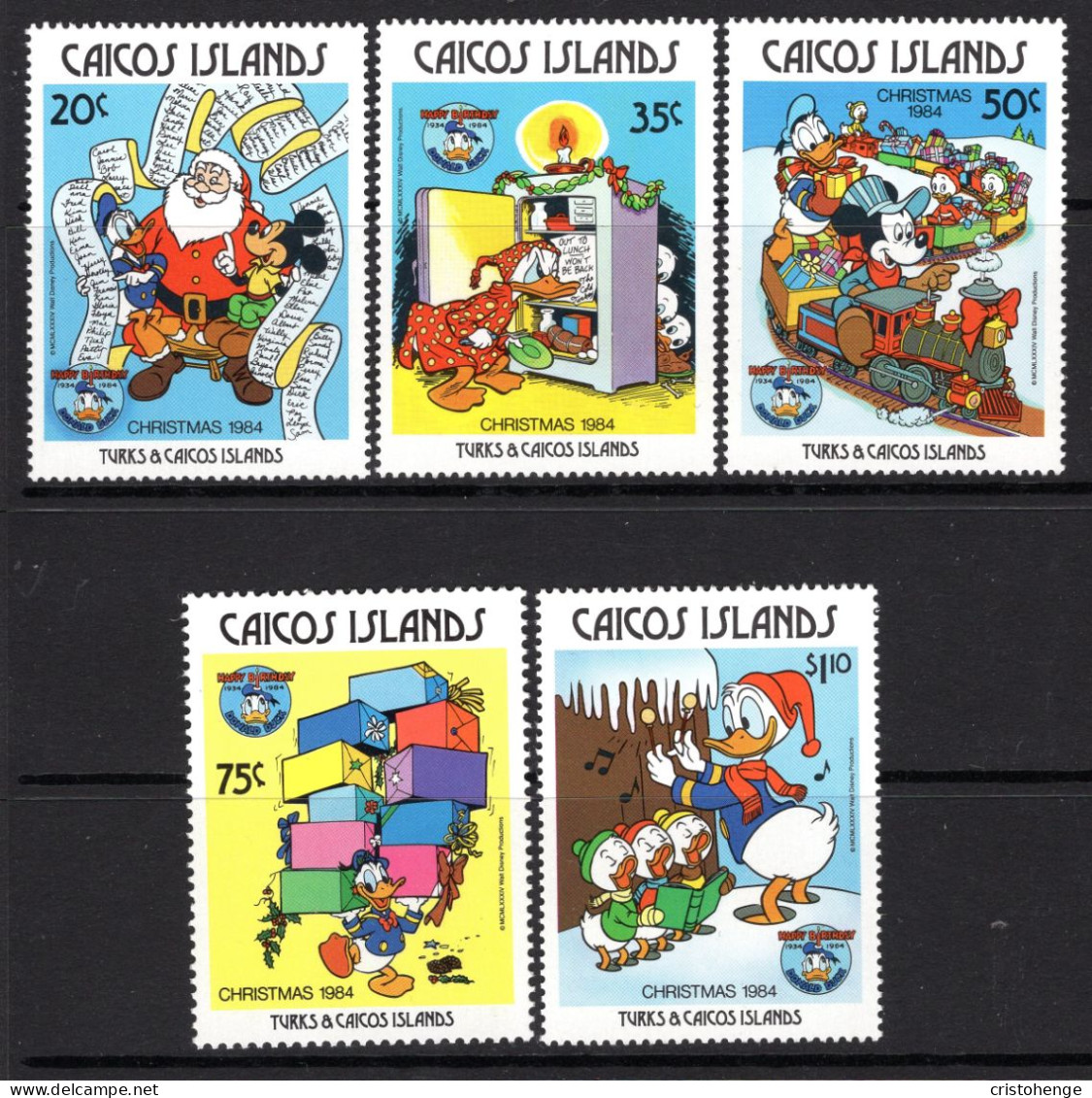 Caicos Islands 1984 Christmas - Walt Disney Characters Set MNH (SG 62-66) - Turks & Caicos