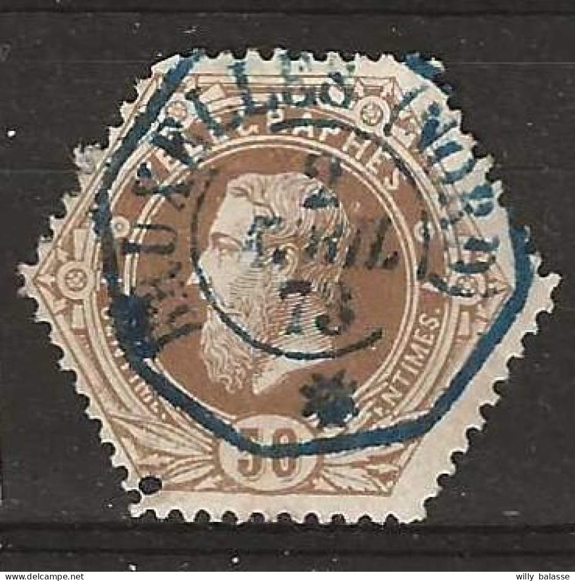 TG 50c Ocre Obl Octog Bleue BRUXELLES (NORD) /*/73 - Telegrams