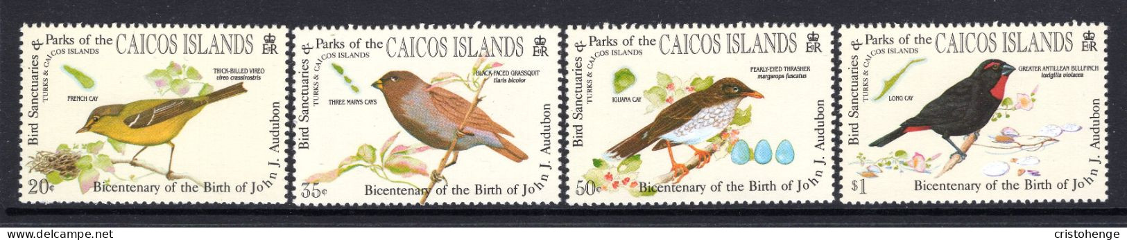 Caicos Islands 1985 Birth Centenary Of John J. Audubon Set MNH (SG 68-71) - Turks & Caicos