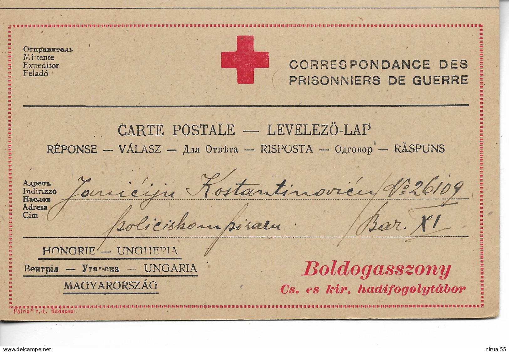 BOLDOGASSZONY Hongrie 14/18 CROIX ROUGE Carte Avec Réponse Croix Rouge Cachet De Censure + Contrôle RARE 11    ...     G - Hojas Completas