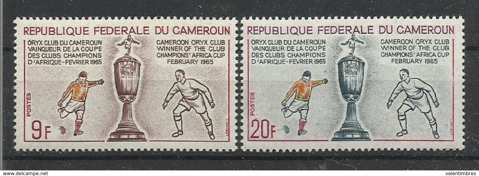 Foot Ball Soccer** MNH Coupe Afrique 1965   Cameroun 399/400 - Africa Cup Of Nations