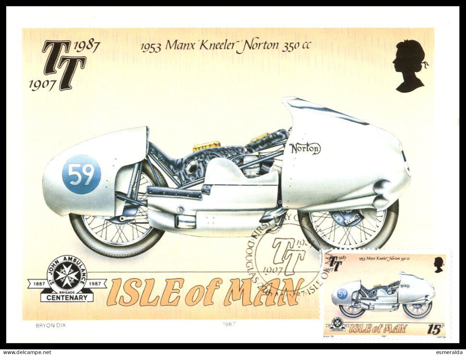 (IOM2)  80th Anniversary Of T.T.M.Races 1987.set Of 5 Stamp Cards.oblit.1er Jour - Man (Ile De)