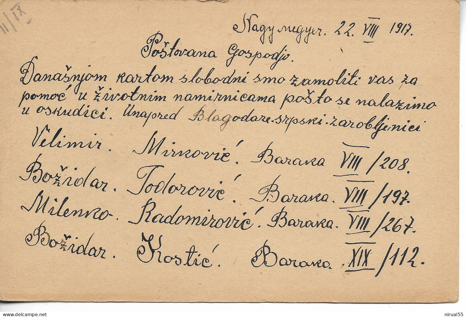 NAGYMEGYER Hongrie 14/18 Sur Carte CROIX ROUGE Correspondance Prisonnier De Guerre + Réponse Non Servie Détach ...     G - Postmark Collection