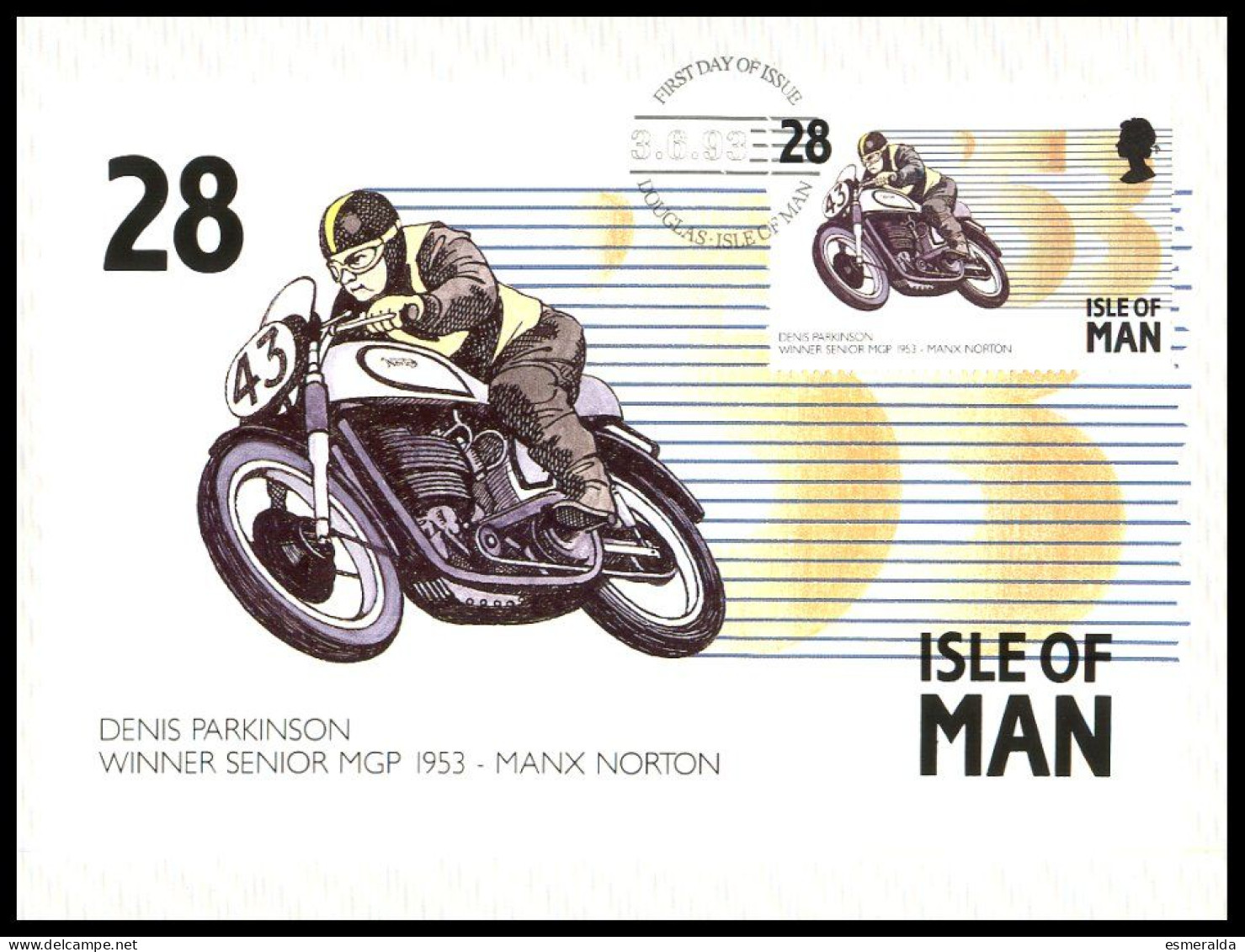 (IOM2)  Manx. Motor Cycling Events 1993. SG 567/71 Set Of 5 Stamp Cards.oblit.1er Jour - Man (Ile De)