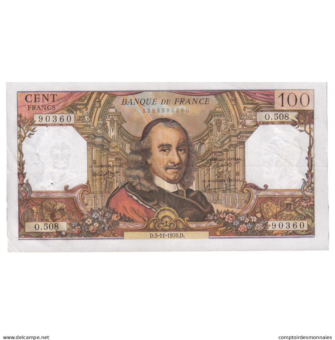 France, 100 Francs, Corneille, 1970, O.508, TTB, Fayette:65.33, KM:149c - 100 F 1964-1979 ''Corneille''