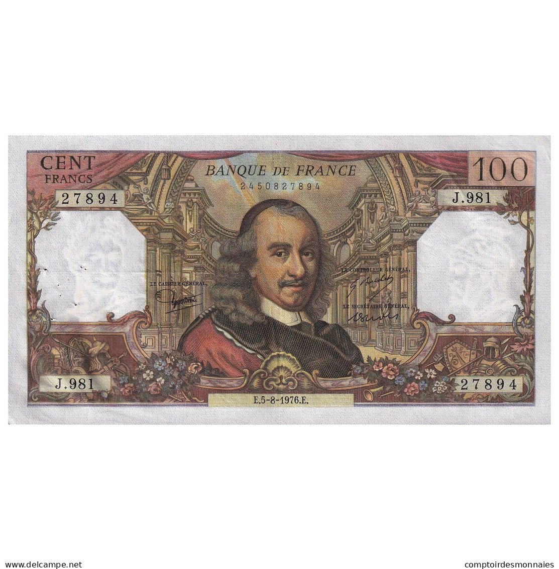 France, 100 Francs, Corneille, 1976, J.981, TTB, Fayette:65.54, KM:149f - 100 F 1964-1979 ''Corneille''