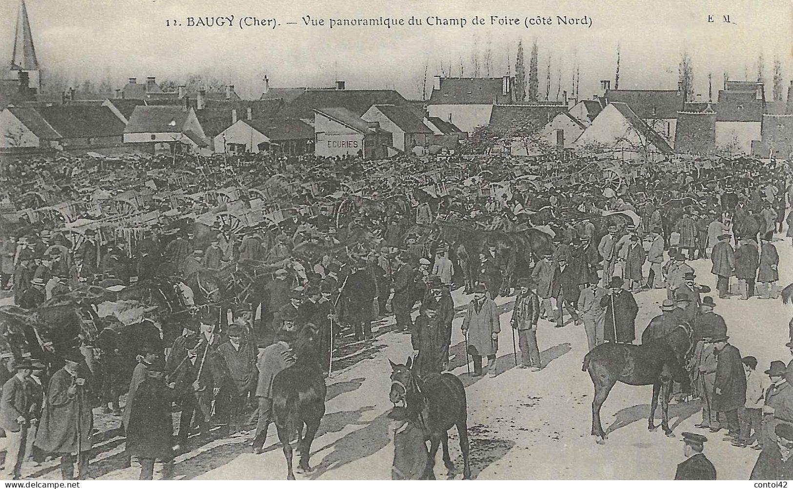 18 BAUGY CHAMP DE FOIRE MARCHE CHEVAUX METIER AGRICULTURE CHER - Baugy