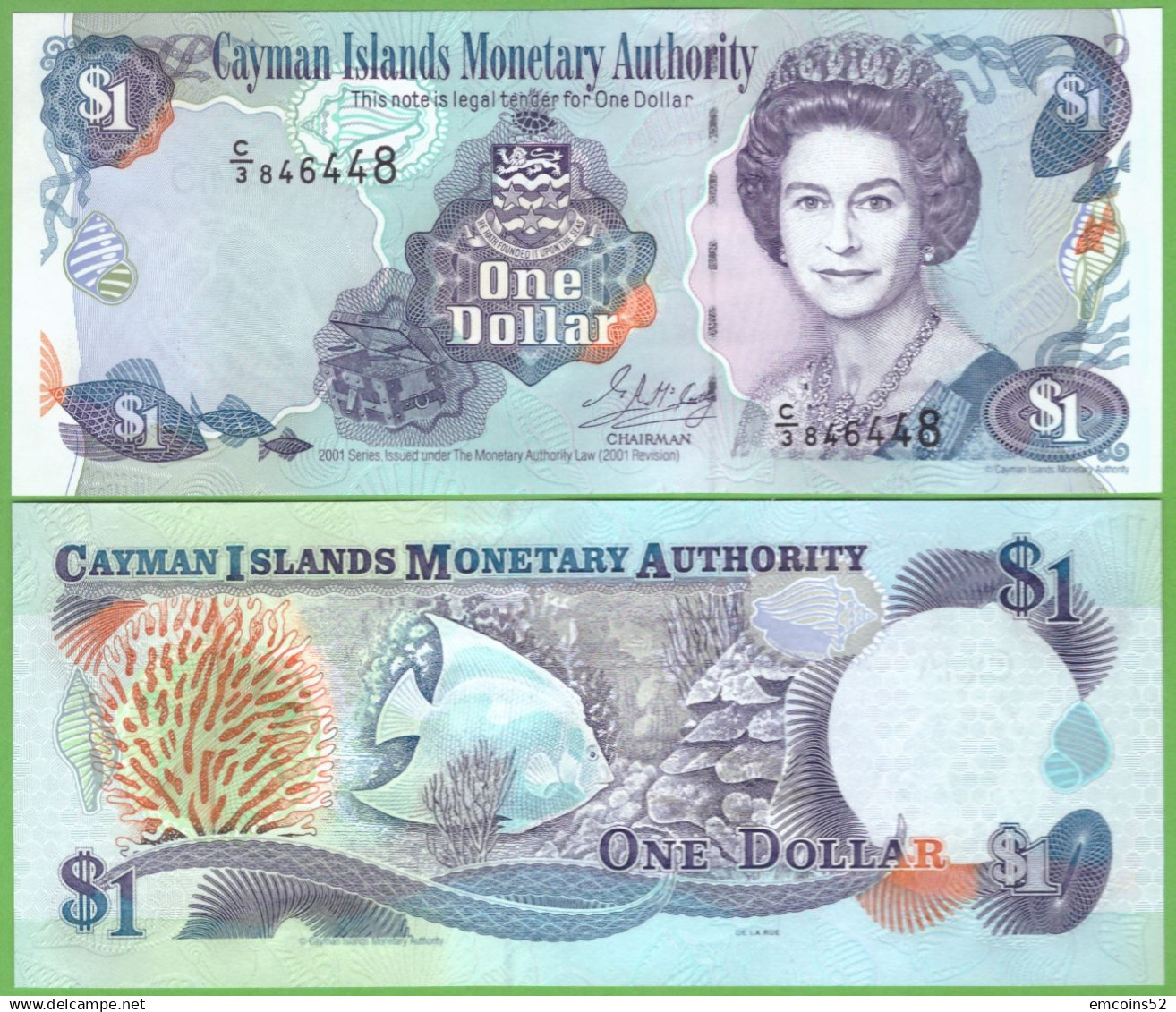 CAYMAN ISLANDS 1 DOLLAR 2001  C/3  P-26b   UNC - Iles Cayman