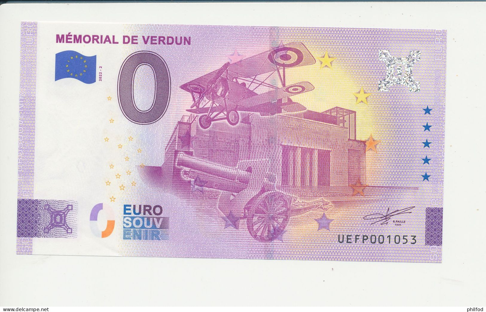 Billet Touristique  0 Euro  - MÉMORIAL DE VERDUN - UEFP - 2022-2 -  N° 1053 - Sonstige & Ohne Zuordnung