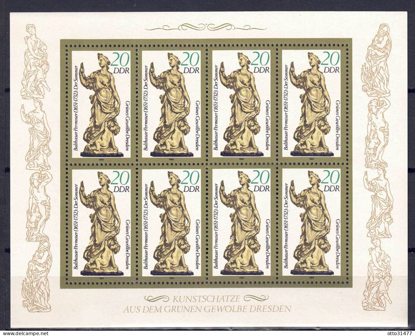 DDR 1984 - Kunstwerke, Nr. 2908 II Im Klb., Postfrisch ** / MNH - 1981-1990