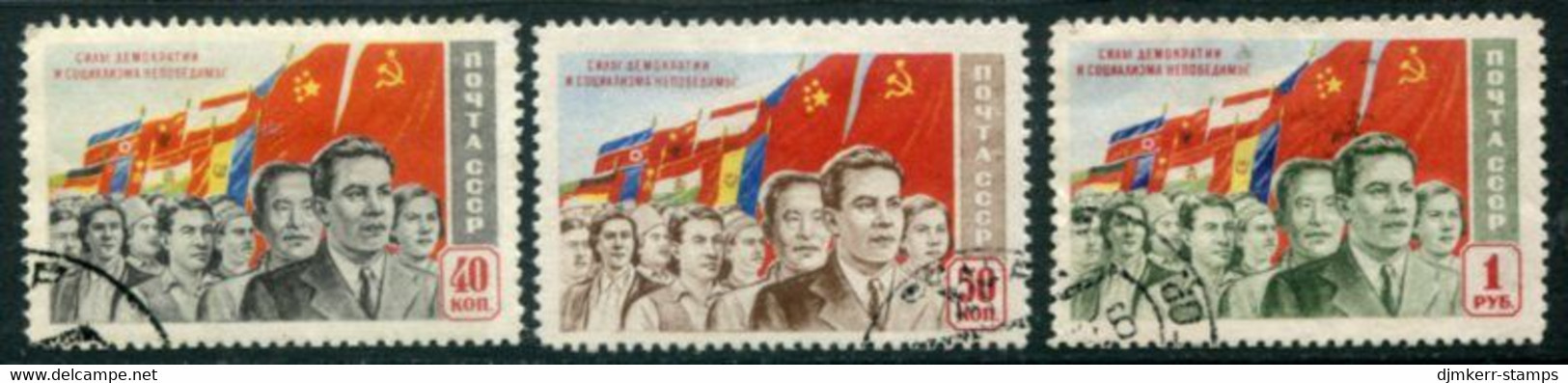 SOVIET UNION 1950 Democracy And Socialism Used.  Michel 1491-93 II - Usati