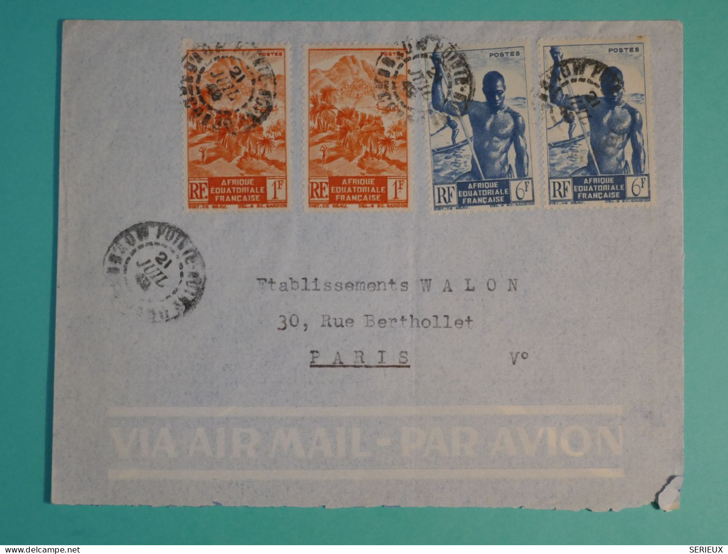 DI 3 AEF   BELLE  LETTRE   1949 POINTE NOIRE A PARIS    FRANCE +AFF. INTERESSANT+++++ - Storia Postale