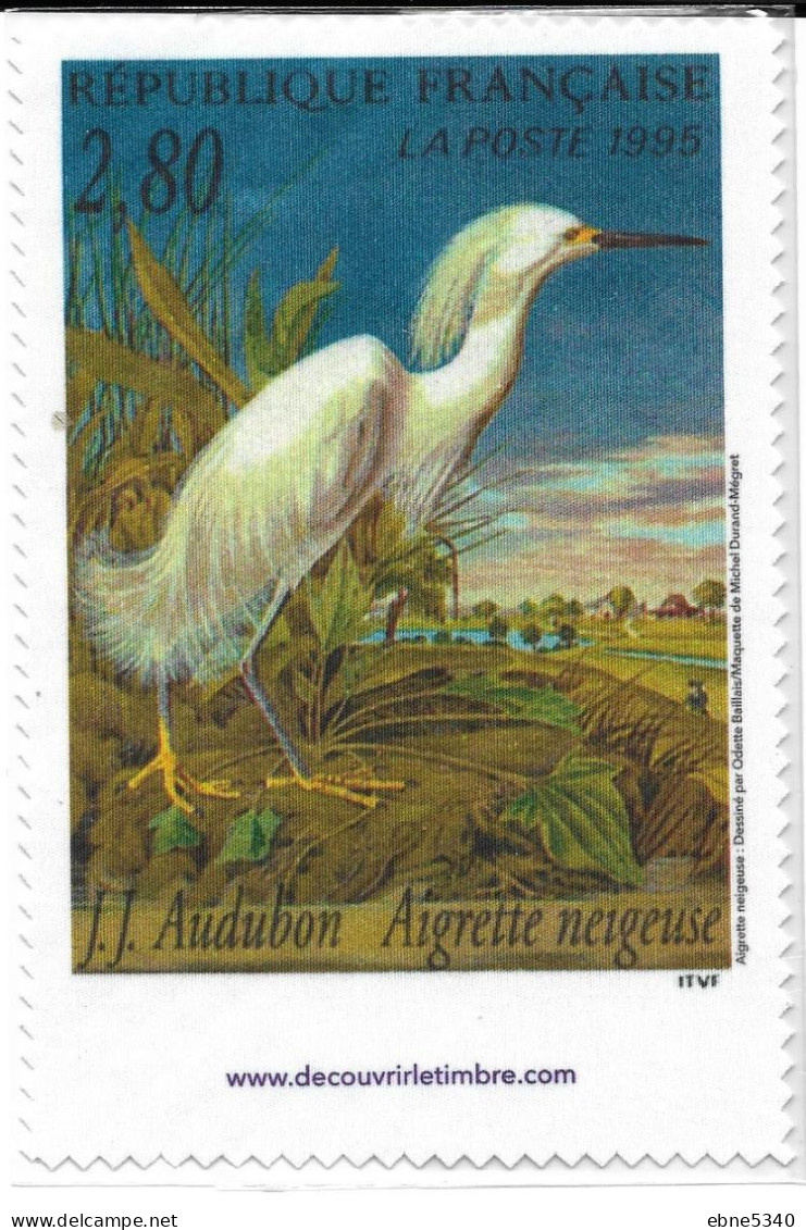 Lingette Nettoyant Lunette J.J. Audubon Aigrette Neigeuse YT N° 2929 Classement N°1134 - Non Classés